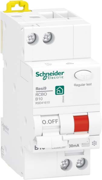 Schneider Electric R9D41610 FI/LS-Schalter Resi9 1-polig+N 10A B-Charakteristik 30mA Typ F 6kA