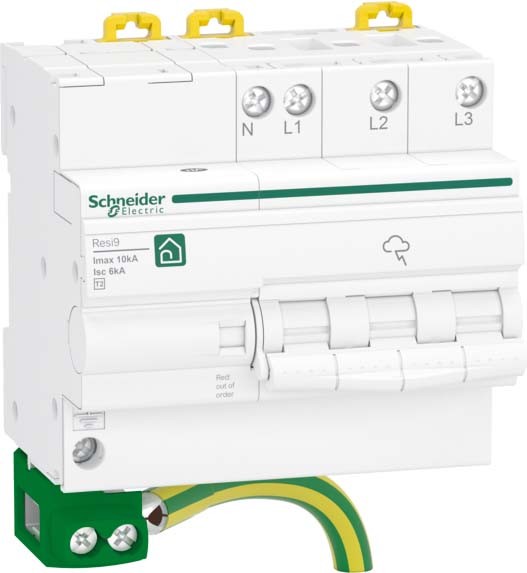 Schneider Electric R9L16710 Überspannungs-Ableiter Resi9 3-polig+N Typ 2 Imax 10 kA mit integr. Trennschalt.