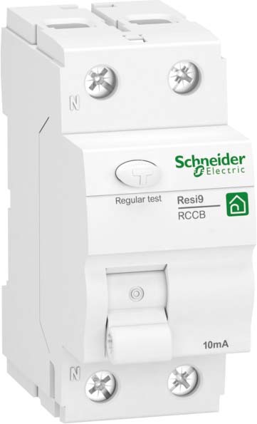 Schneider R9R26225 Fehlerstrom-Schutzschalter Resi9, 2P, 25A, 10mA, Typ A