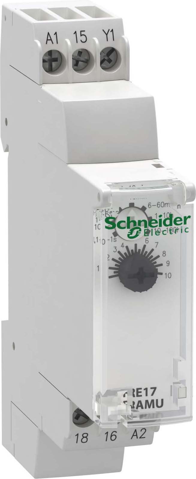Schneider RE17RAMU Zeitrelais ansprechverzögert, 0,1 s-100 h, Relais 1 W, 24 VDC/24-240VAC