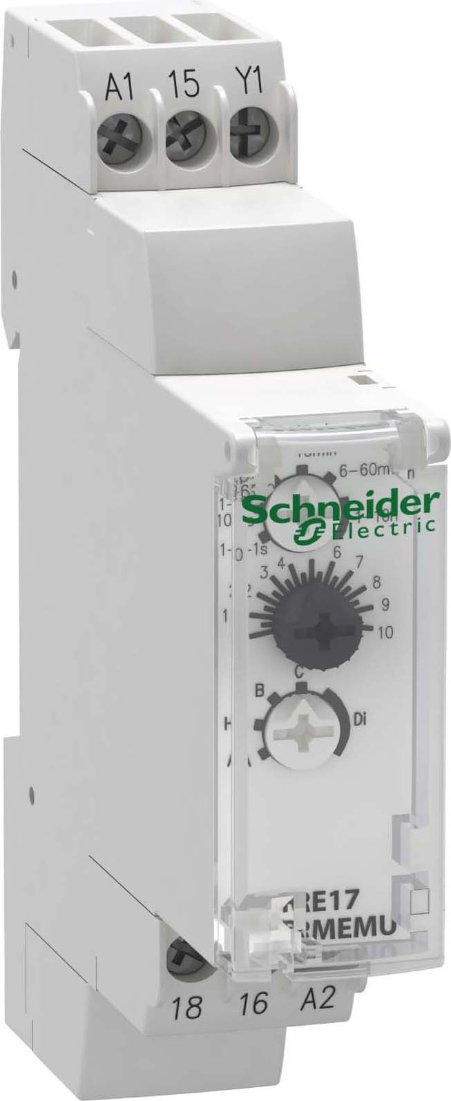 Schneider RE17RMEMU Zeitrelais 8 Funktionen, 0,1 s-10 h, Relais 1 W, 24 VDC/24-240VAC