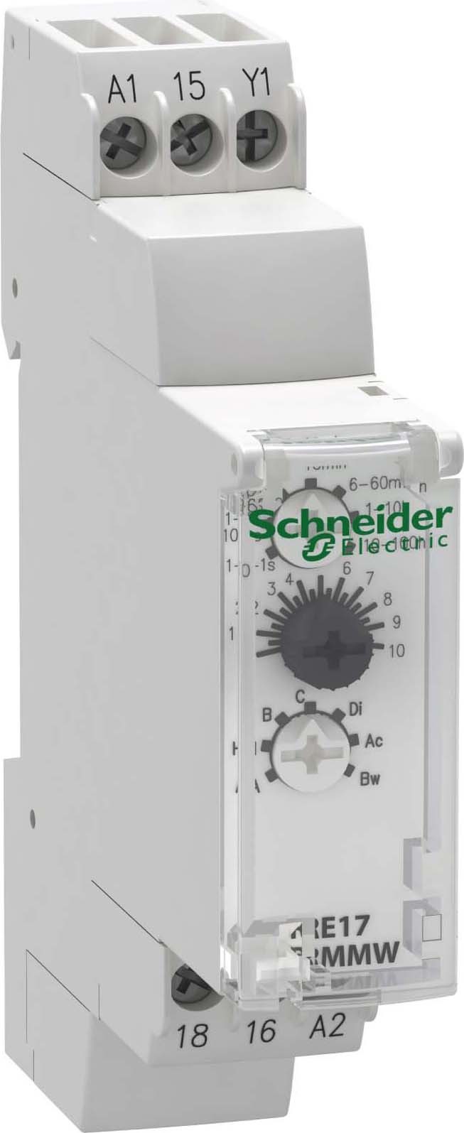 Schneider RE17RMMW Zeitrelais 10 Funktionen, 0,1 s-100 h, Relais 1 W, 12-240VAC/DC