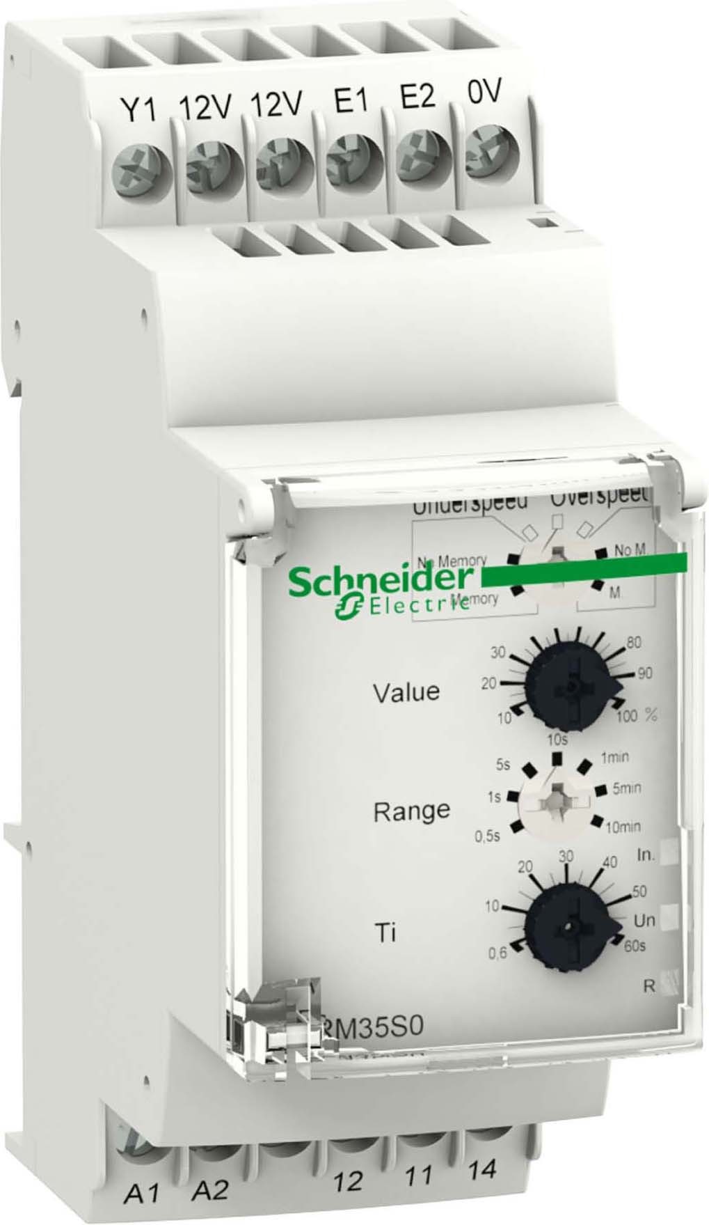 Schneider RM35S0MW Drehzahlwächter, Unter-/Überdrehzahl, 0,1-1200 U/min, 24-240VAC/DC