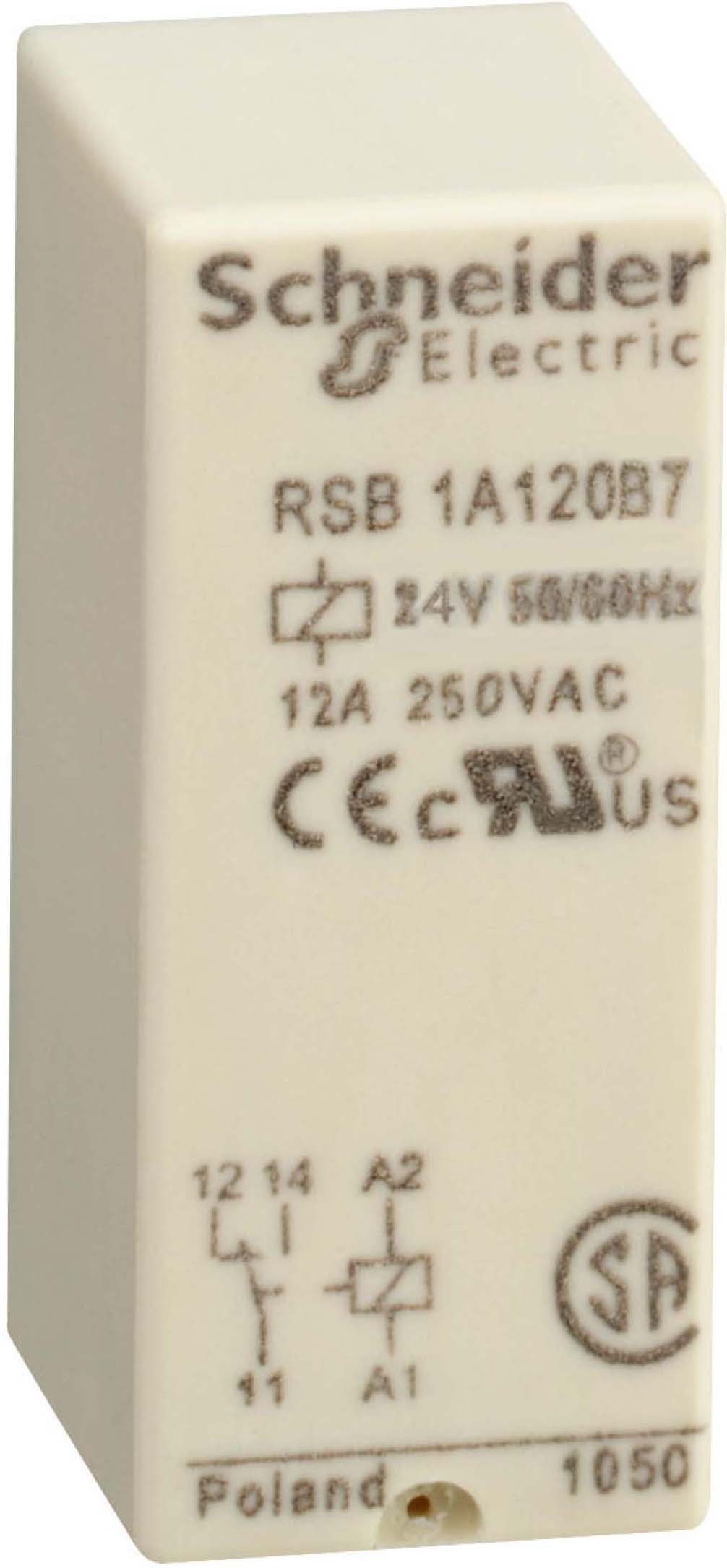 Schneider RSB1A120B7 Interface-Relais RSB, 1 W, 12 A, 24 VAC