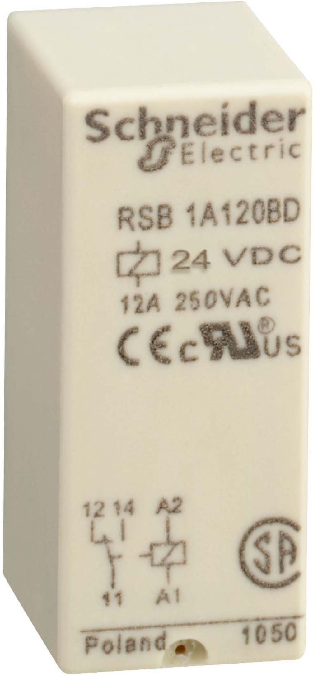 Schneider RSB1A120BD Interface-Relais RSB, 1 W, 12 A, 24 VDC