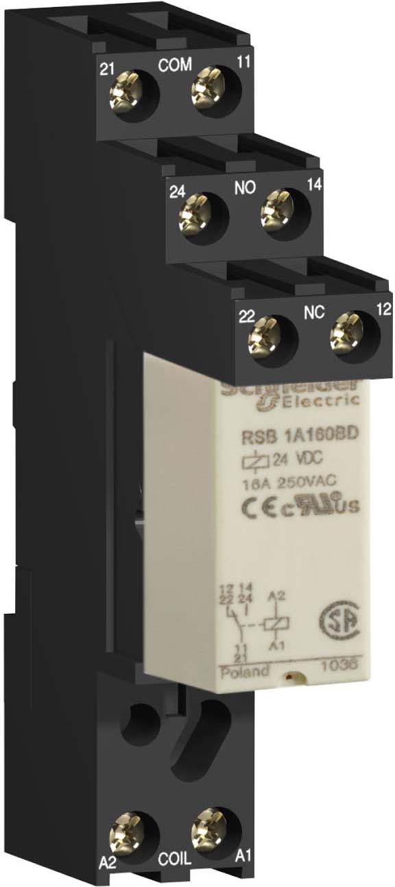 Schneider Electric RSB1A120BDS Interface-Relais RSB=1 W 12 A 24 VDC mit Stecksockel 20 Stück