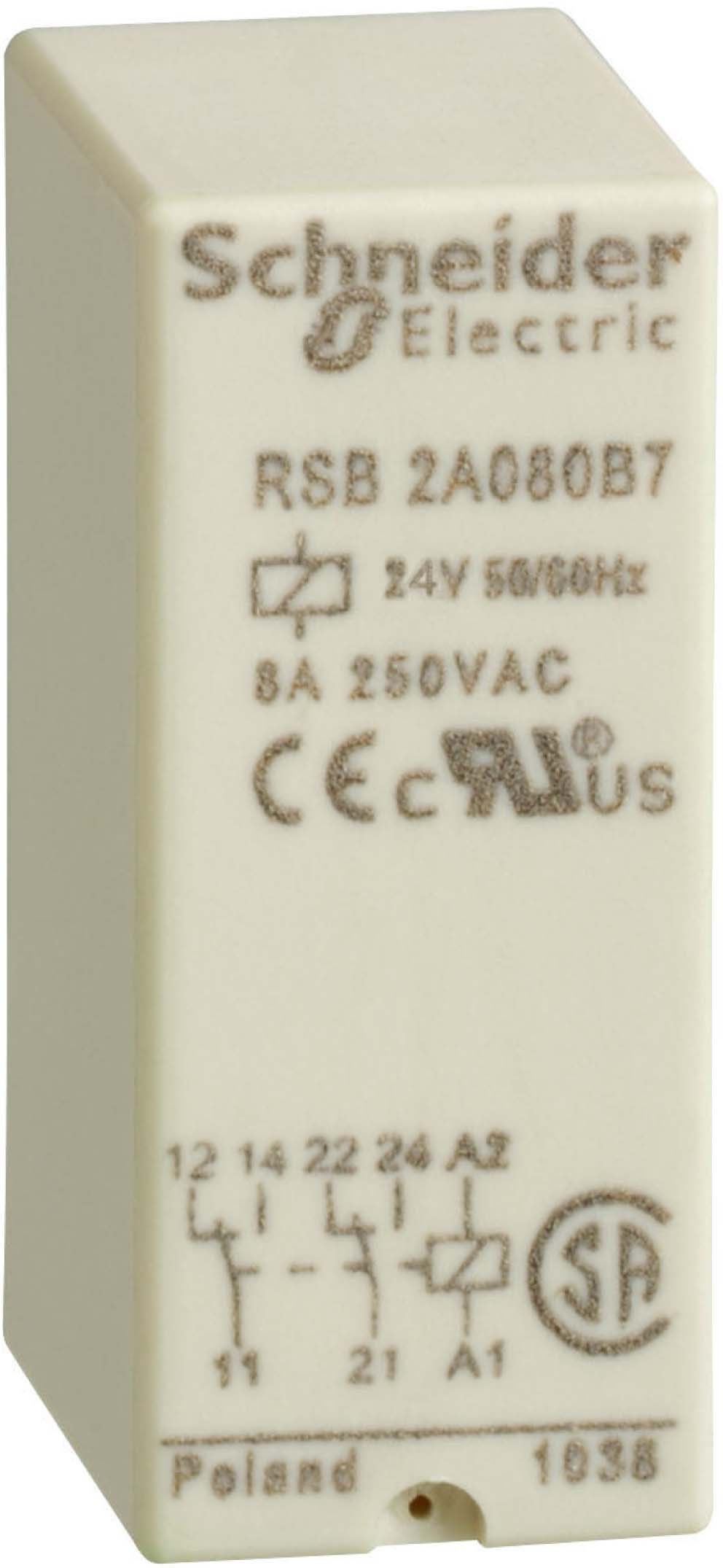 Schneider RSB2A080B7 Interface-Relais RSB, 2 W, 8 A, 24VAC