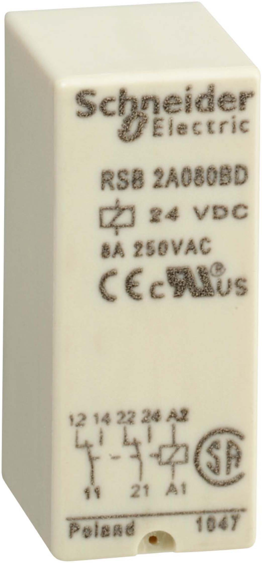 Schneider RSB2A080BD Interface-Relais RSB, 2 W, 8 A, 24 VDC