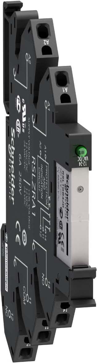 Schneider RSL1PRPU Schmales Interface-Relais RSL im Sockel, 1 W, 6 A, LED, Federzug, 230VAC/DC