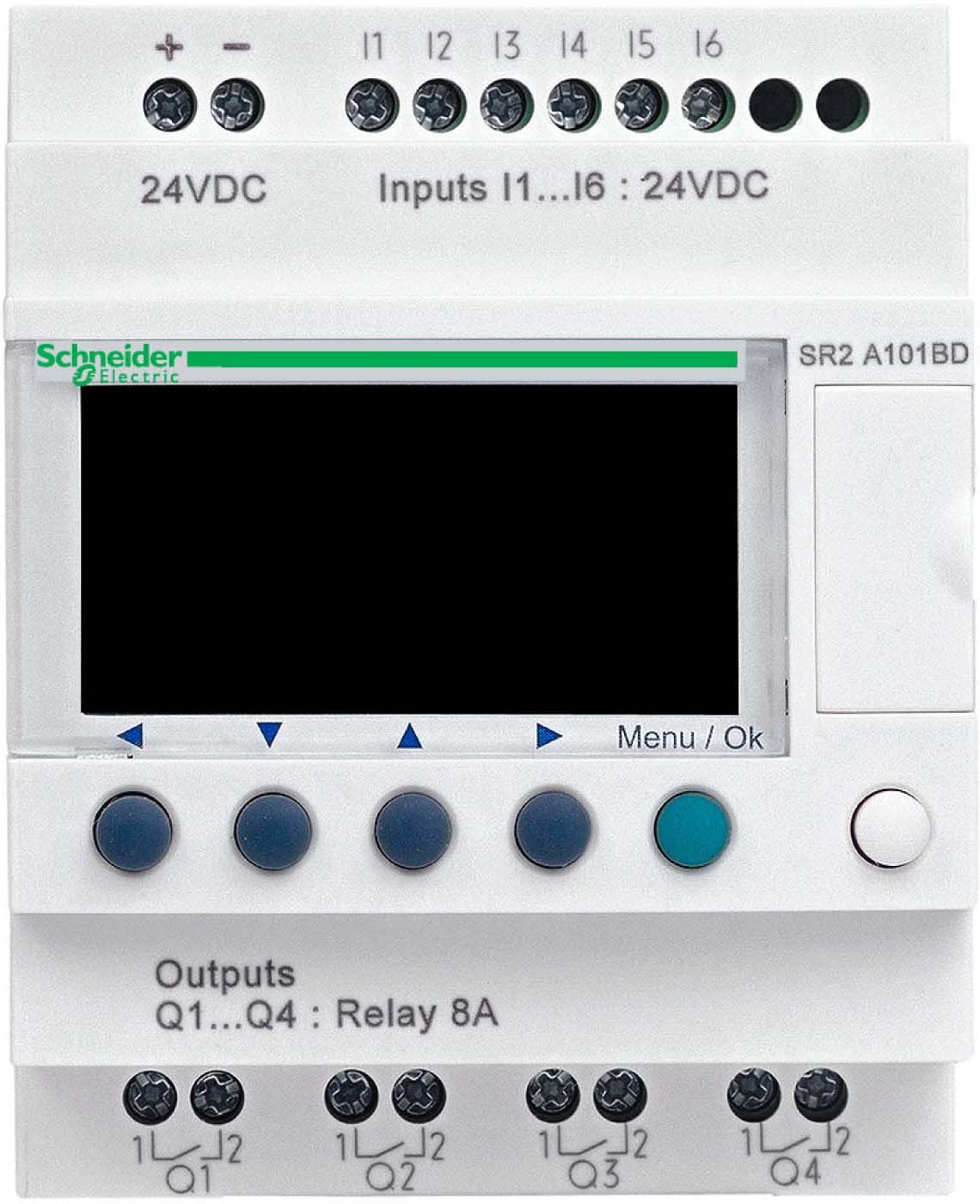 Schneider SR2A101FU SPS-Steuerrelais, Zelio Logic, kompakte Ausführung, 10 E/A, 100 bis 240 VAC, Display, Relaisausgänge