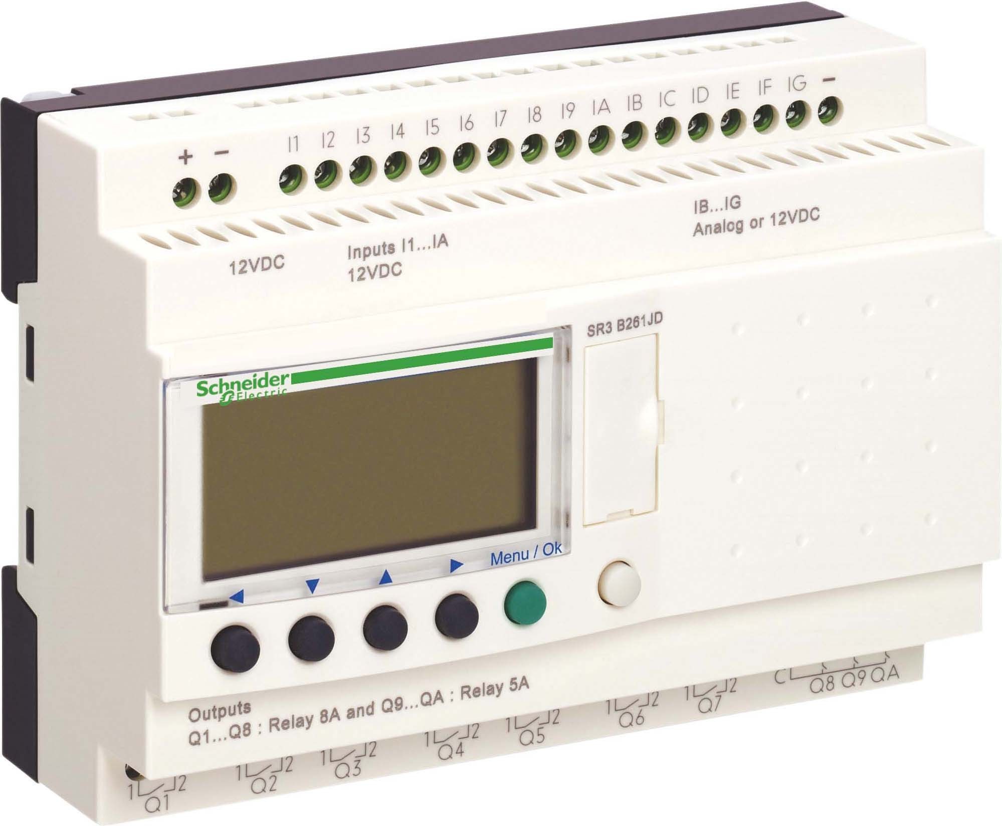 Schneider SR3B261B SPS-Steuerrelais, Zelio Logic, modulare Ausführung, 26 E/A, 24 VAC, Display, Uhr, Relaisausgänge