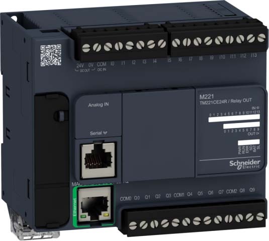 Schneider TM221CE24R SPS-Steuerung, Modicon M221, Kompaktformat, 24 E/A, Ethernet, Modbus, 100 bis 240 VAC, Relaisausgänge, Schraubklemmen