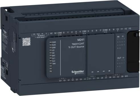 Schneider TM241C24T SPS-Steuerung, Modicon M241, 24 E/A, 2x Modbus, 24 VDC, Source Transistor, Schraubklemmen