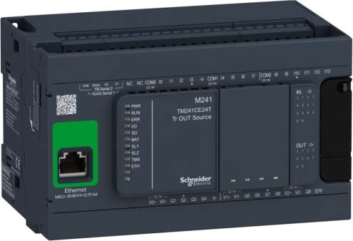Schneider TM241CE24T SPS-Steuerung, Modicon M241, 24 E/A, Ethernet, 2x Modbus, 24 VDC, Source Transistor, Schraubklemmen