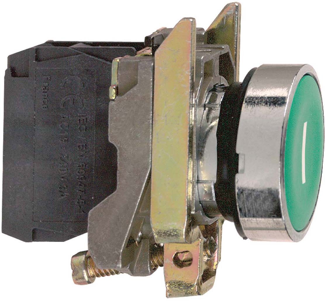 Schneider XB4BA31 Drucktaster, Harmony XB4, Metall, 22mm, grün, unbeschriftet, tastend, Schraubklemme, 1S