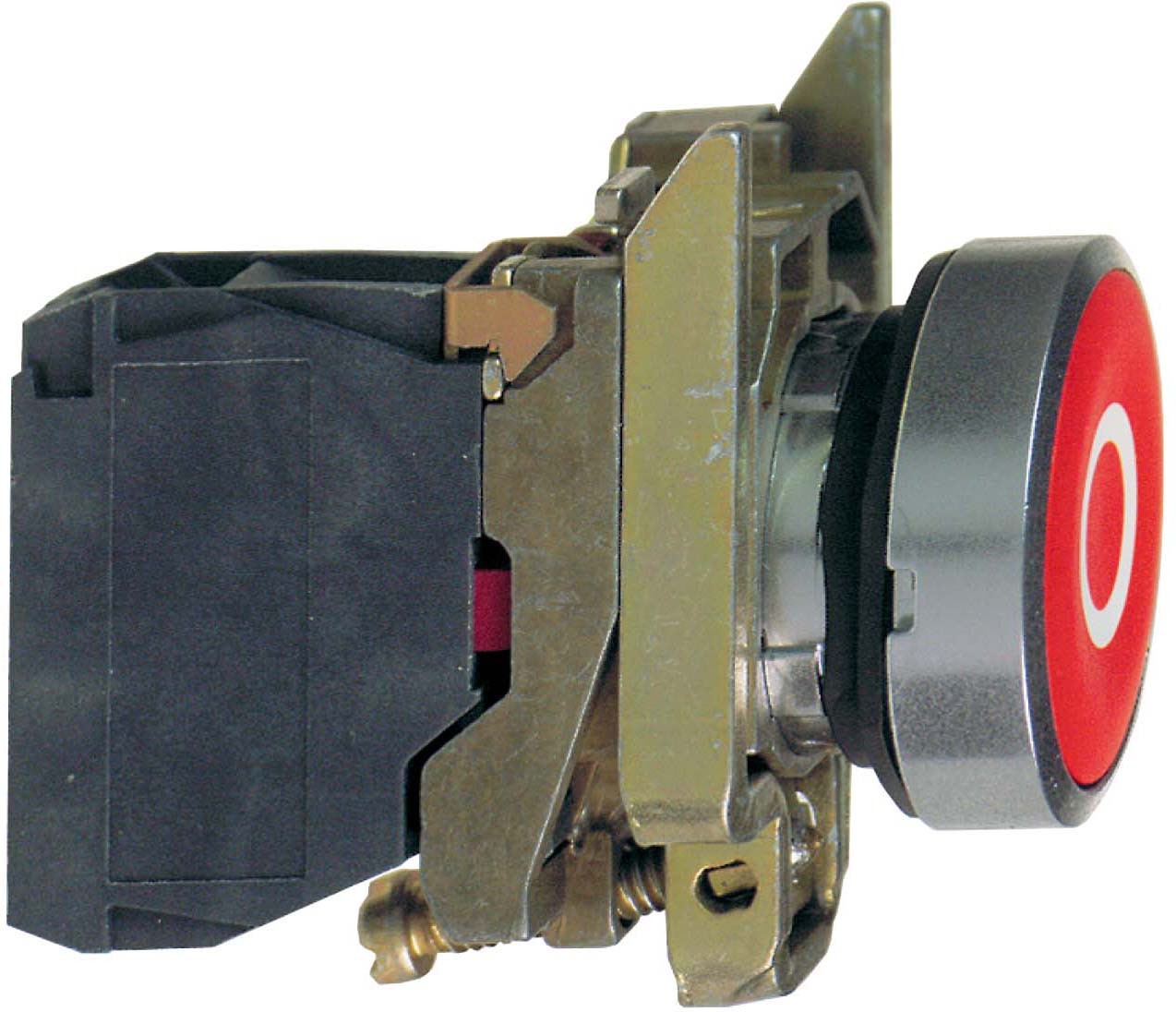 Schneider XB4BA4322 Drucktaster, Harmony XB4, Metall, 22mm, rot, beschriftet O, tastend, Schraubklemme, 1Ö