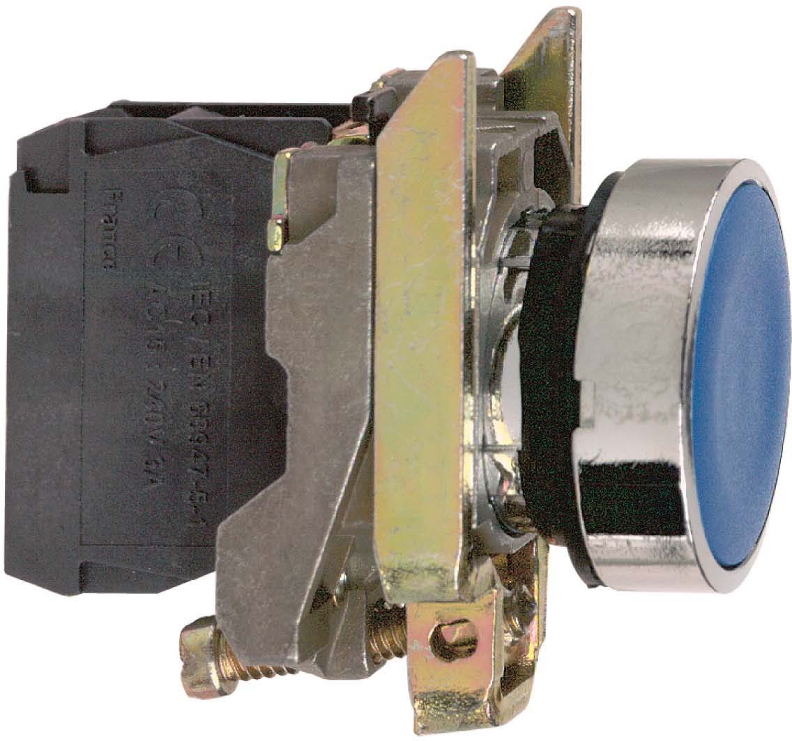 Schneider XB4BA61 Drucktaster, Harmony XB4, Metall, 22mm, blau, unbeschriftet, tastend, Schraubklemme, 1S