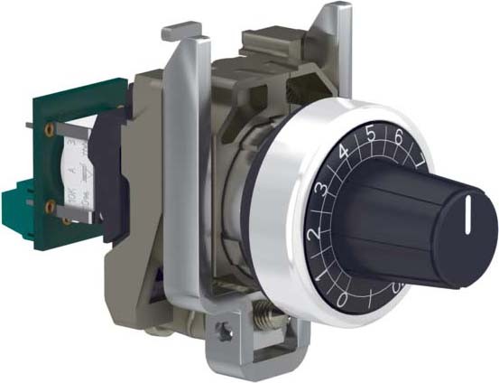 Schneider XB4BD912R10K Potentiometer, Komplettgerät, Harmony XB4, Metall, 22mm, schwarz, Widerstand 10K Ohm