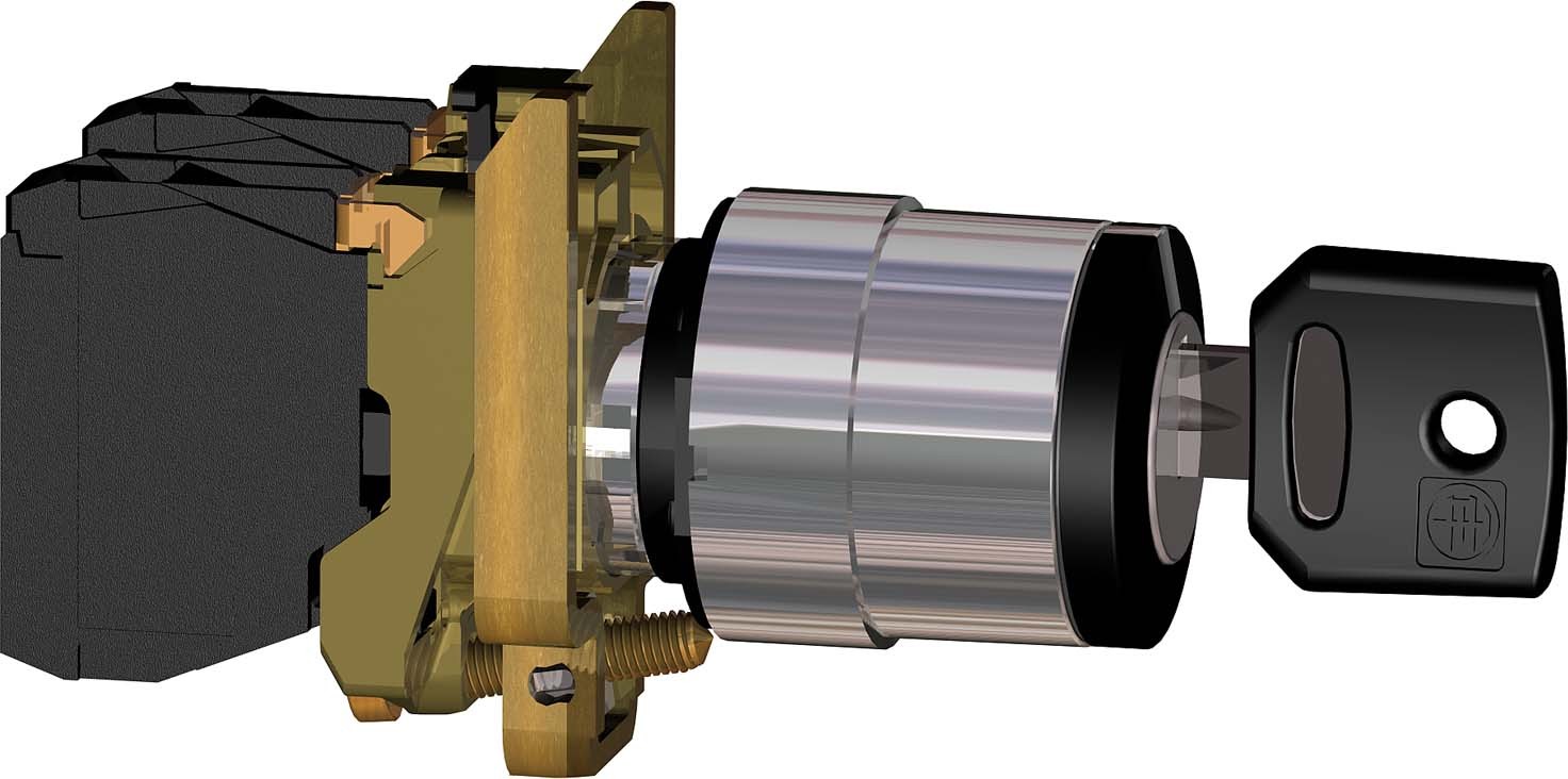 Schneider Electric XB4BG41 Schlüsselschalter 2-Stellungen 1S rastend Schloß 455