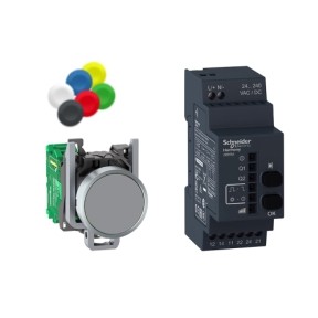 Schneider XB4RFA02 Kombipaket, Funkdrucktaster, Empfänger, programmierbar, Metall, Ø22mm, 24-240V ACDC, 10 farbiges Kappenset