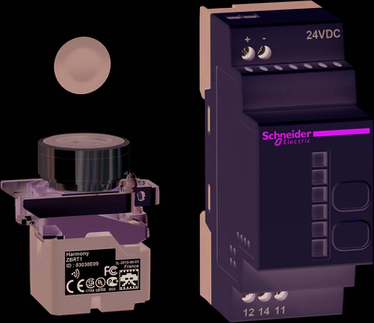 Schneider Electric XB4RFB01 Kombipaket Funkdrucktaster Empfänger nicht programmierbar Metall Ø22mm 24V DC 10 farbiges Kappenset