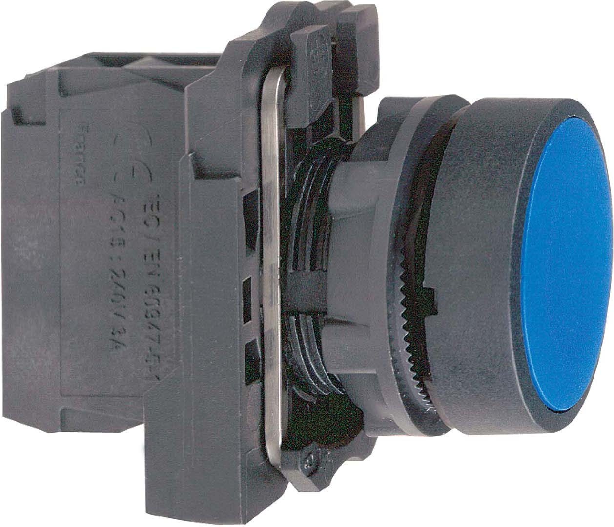 Schneider XB5AA61 Drucktaster, Harmony XB5, Kunststoff, blau, unbeschriftet, 22mm, tastend, 1S