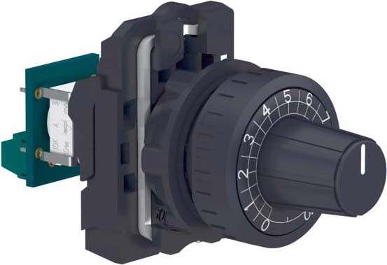 Schneider XB5AD912R10K Potentiometer, Komplettgerät, Harmony XB5, Kunststoff, schwarz, 22mm, Widerstand 10K Ohm
