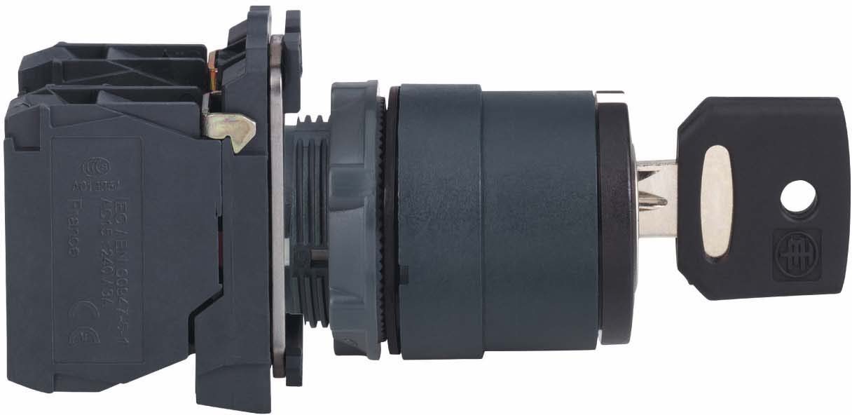 Schneider XB5AG03 Schlüsselschalter, Harmony XB5, Kunststoff, schwarz, 3 Stellungen, 22mm, rastend, Ronis 455, 2S