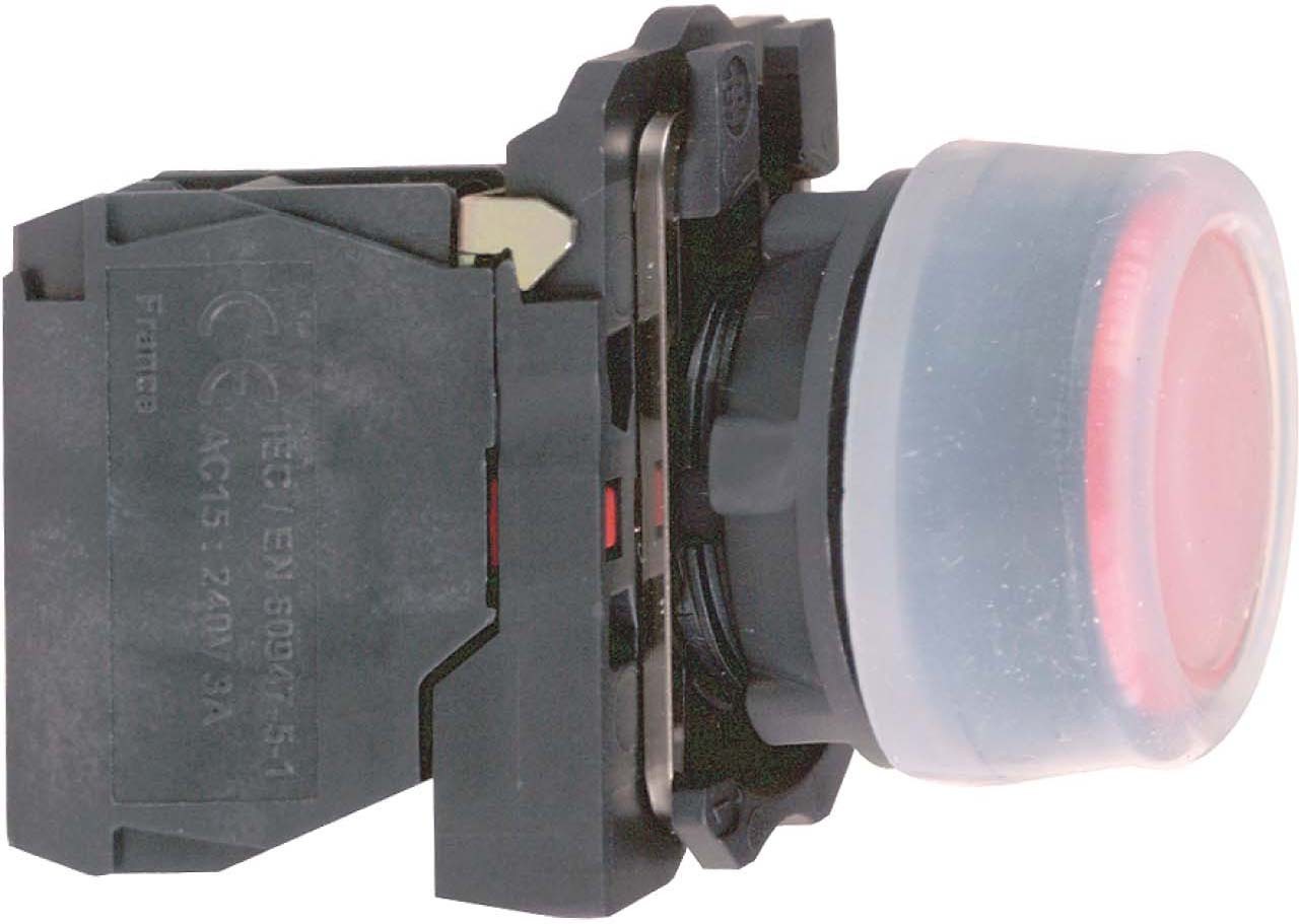 Schneider XB5AP42 Drucktaster, Harmony XB5, Kunststoff, vorstehend, rot, unbeschriftet, mit Schutzkappe, 22mm, tastend, 1Ö