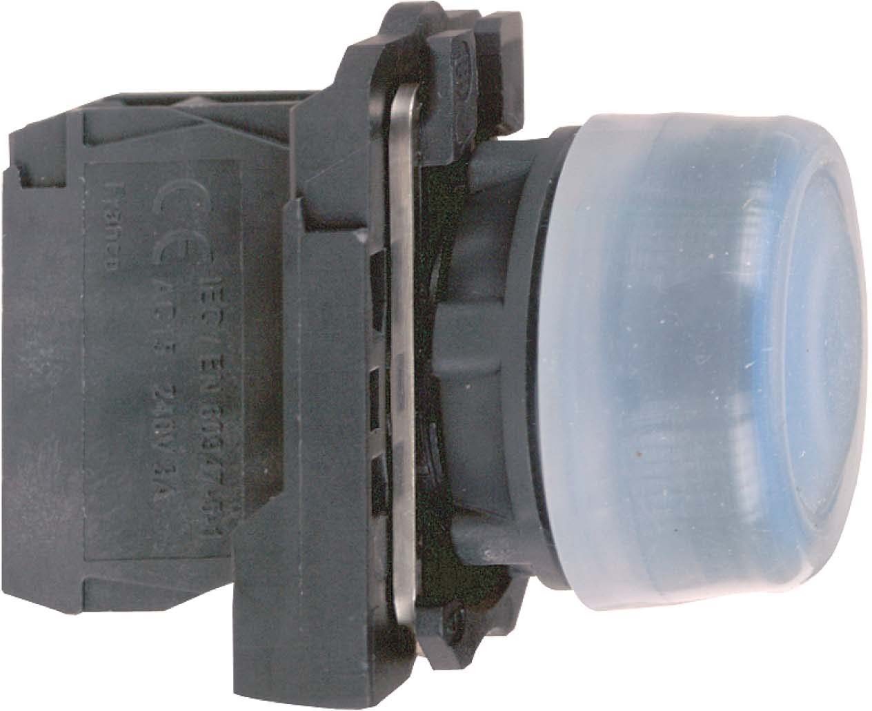 Schneider XB5AP61 Drucktaster, Harmony XB5, Kunststoff, vorstehend, blau, unbeschriftet, mit Schutzkappe, 22mm, tastend, 1S