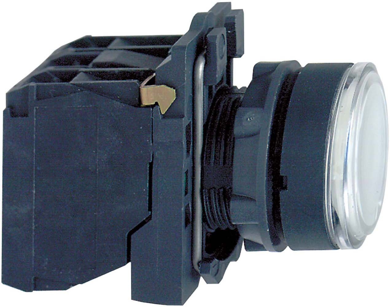 Schneider XB5AW31M5 Leuchtdrucktaster, Harmony XB5, Kunststoff, weiß, 22mm, universelle LED, glatte Kalotte, 1S + 1Ö, 230-240V AC