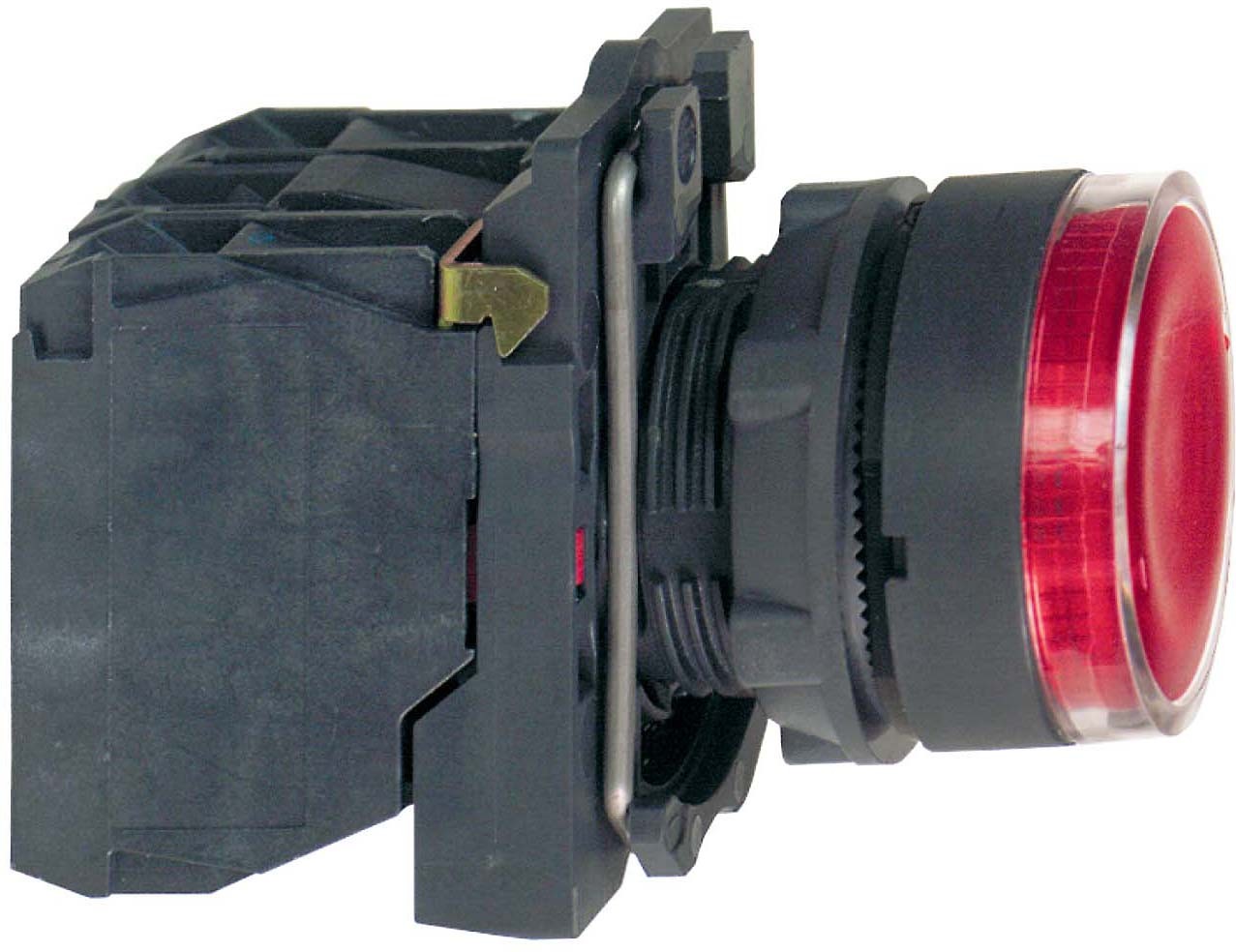 Schneider XB5AW34M5 Leuchtdrucktaster, Harmony XB5, Kunststoff, rot, 22mm, universelle LED, glatte Kalotte, 1S + 1Ö, 230-240V AC