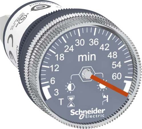 Schneider XB5DTB25 Timer, Zeitrelais für Fronteinbau, Harmony XB5, Kunststoff, 22mm, 3min bis 60min, 24V DC