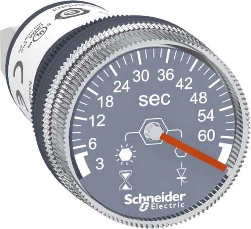 Schneider XB5DTGM3 Timer, Zeitrelais für Fronteinbau, Harmony XB5, Kunststoff, 22mm, 3s bis 60s, 100-240V ACDC