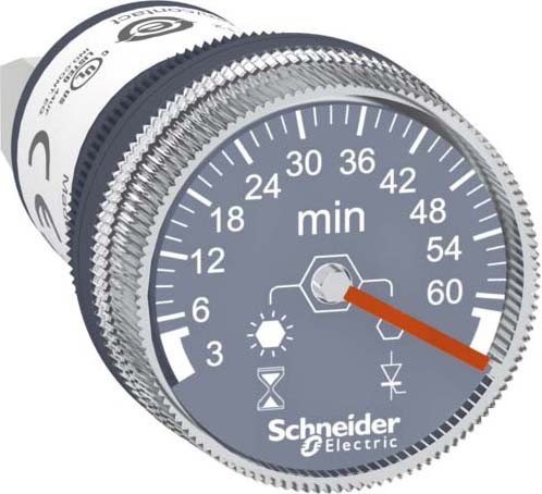 Schneider XB5DTGM5 Timer, Zeitrelais für Fronteinbau, Harmony XB5, Kunststoff, 22mm, 3min bis 60min, 100-240V ACDC