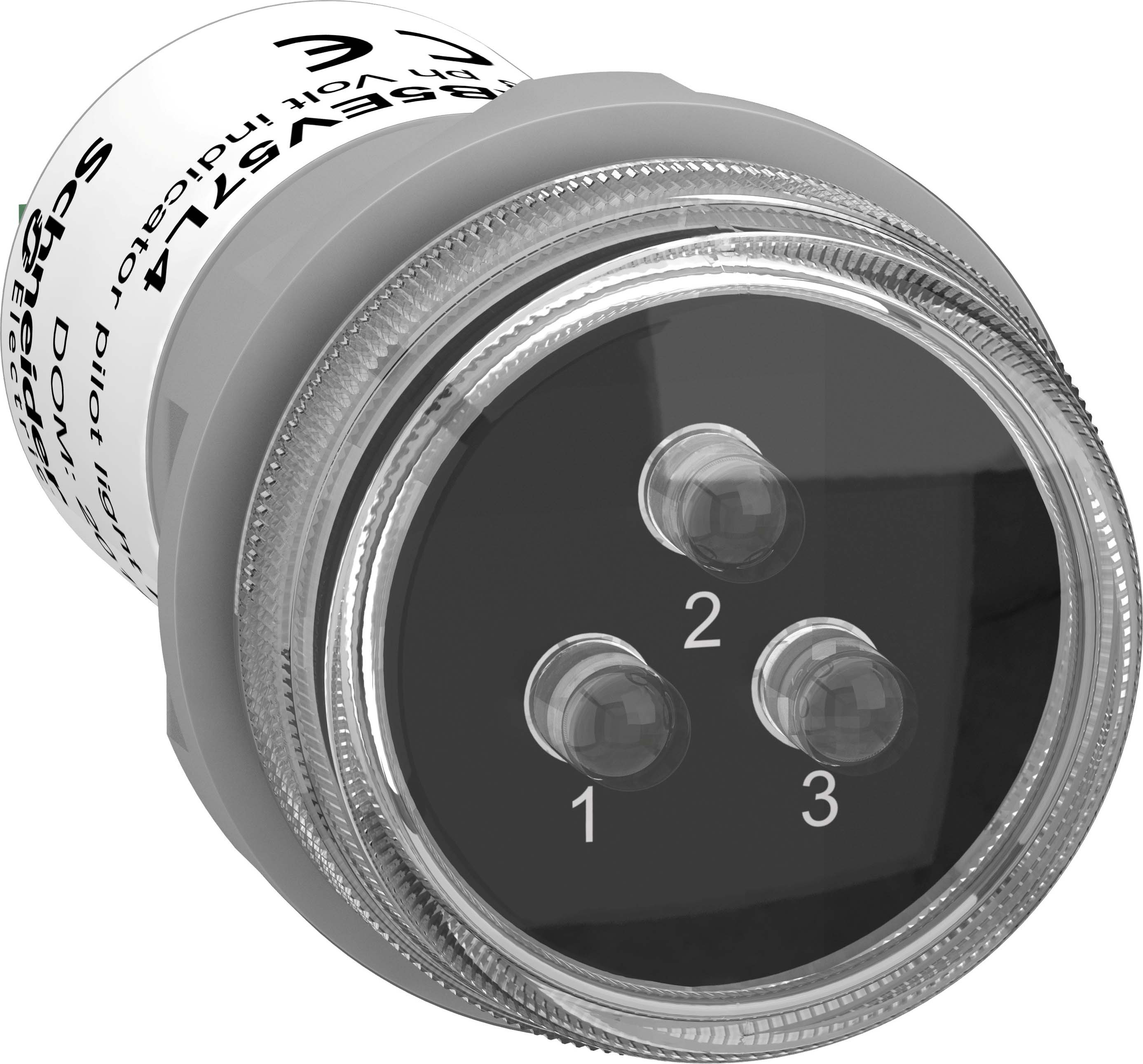 Schneider XB5EV57L4 3-Phasen-Leuchtmelder, Harmony XB5, Kunststoff, Phasenkontrolleuchte, LEDs klar, 30mm, 400V AC
