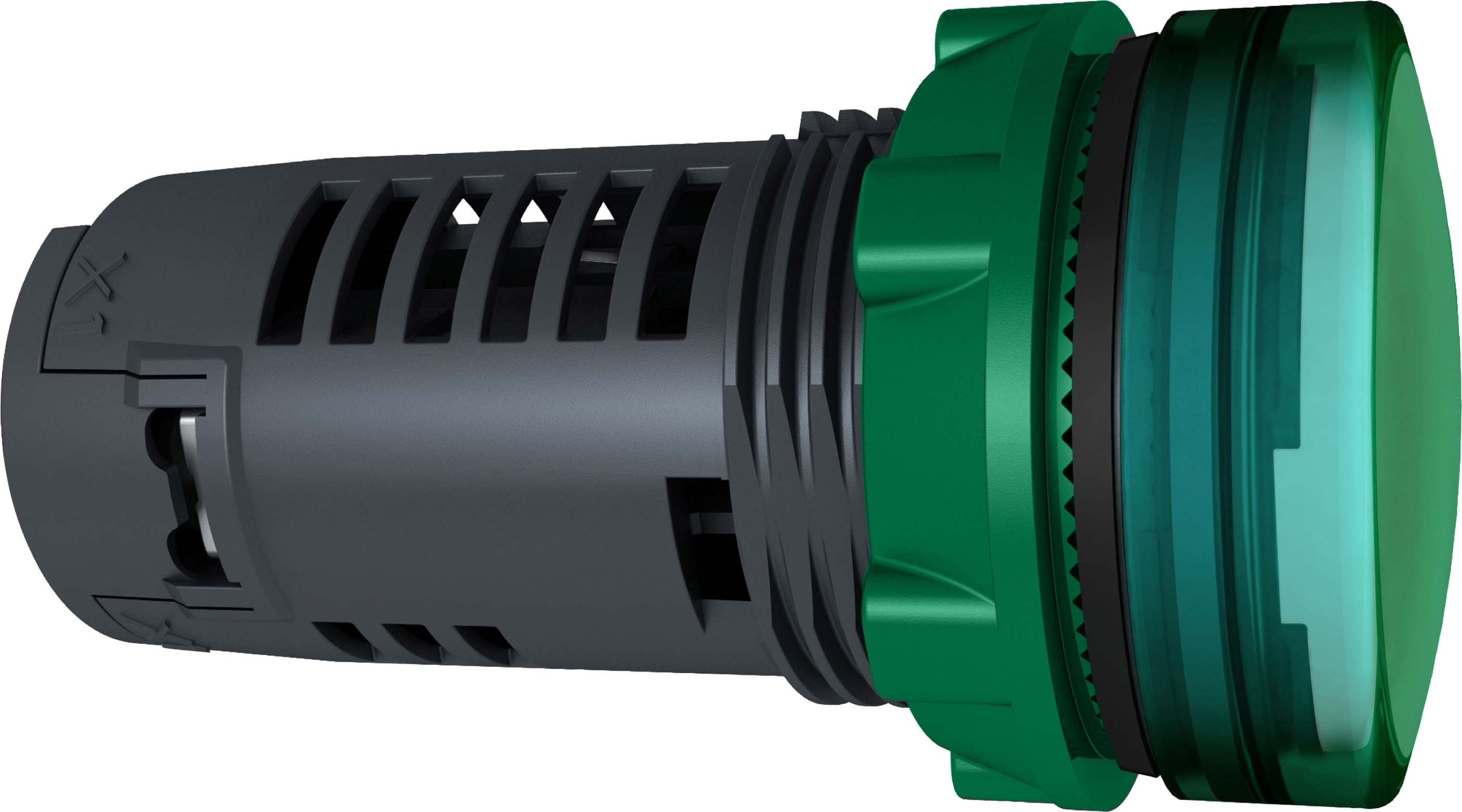 Schneider XB5EVB3 Leuchtmelder, Harmony XB5, Kunststoff, Monoblock, grün, 22mm, universelle LED, glatte Kalotte, 24V ACDC