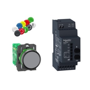 Schneider Electric XB5RFA02 Kombipaket Funkdrucktaster Empfänger programmierbar Kunststoff Ø22mm 24-240V ACDC 10 farbiges Kappenset