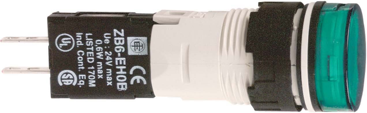 Schneider XB6AV3BB Leuchtmelder, Ø 22, rund, IP 65, grün, Integral LED, 24 V, Stecker