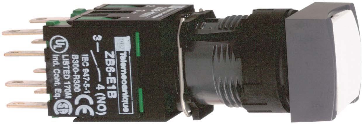 Schneider XB6CA11B Drucktaster, weiß Ø 16, flach, o. Rastung, 1S