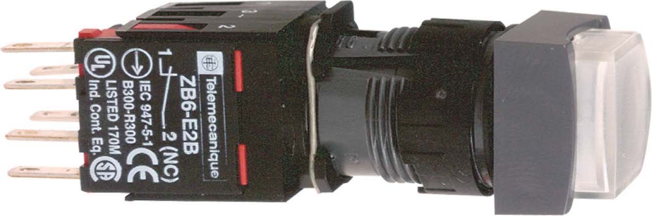 Schneider XB6CE1B5B Leuchtdrucktaster, weiß Ø 16, vorstehend, ohne Rastung, 24 V, 1S+1Ö