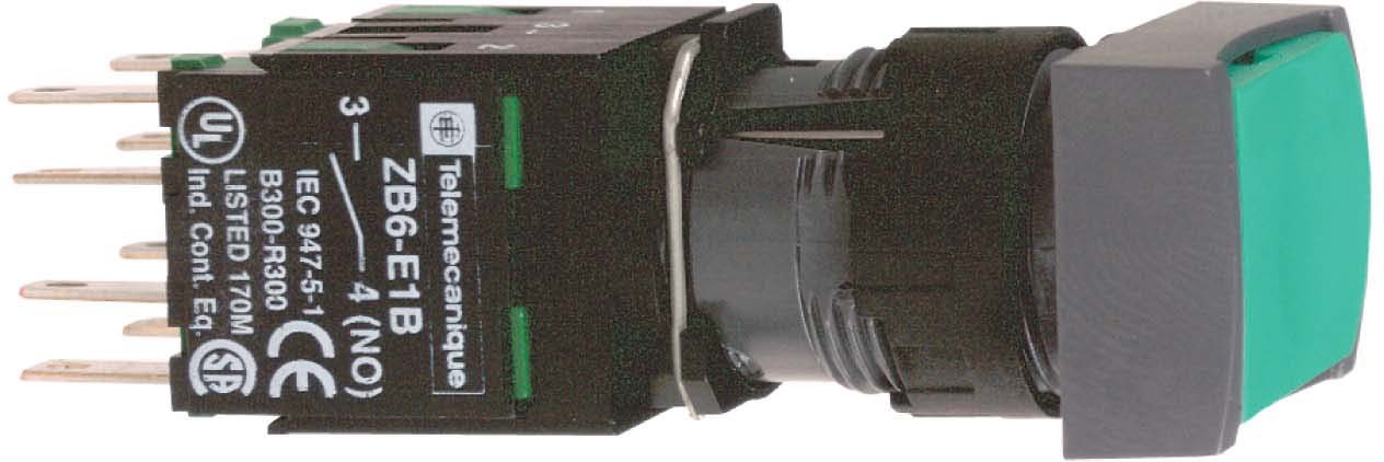 Schneider XB6DA31B Drucktaster, grün Ø 16, flach, o. Rastung, 1S