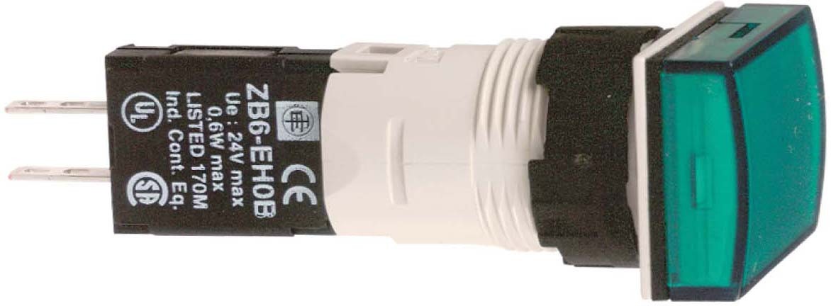 Schneider XB6DV3BB Leuchtmelder, Ø 16, rechteckig, IP 65, grün, Integral LED, 24 V, Stecker