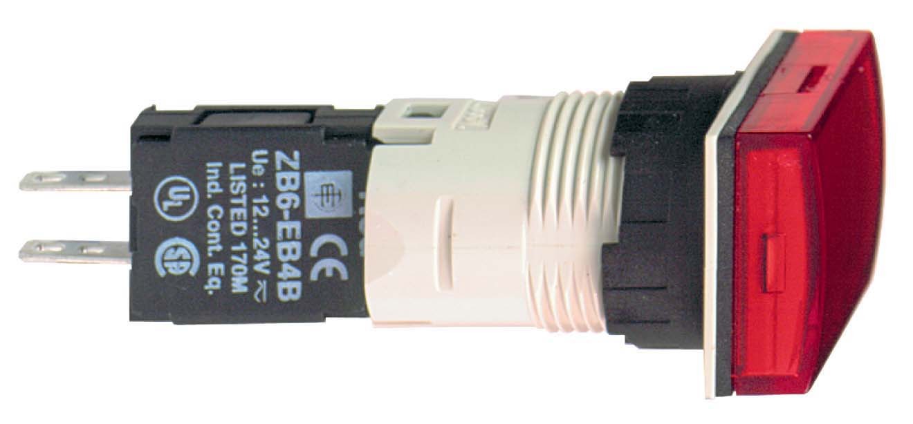 Schneider XB6DV4BB Leuchtmelder, Ø 16, rechteckig, IP 65, rot, Integral LED, 24 V, Stecker