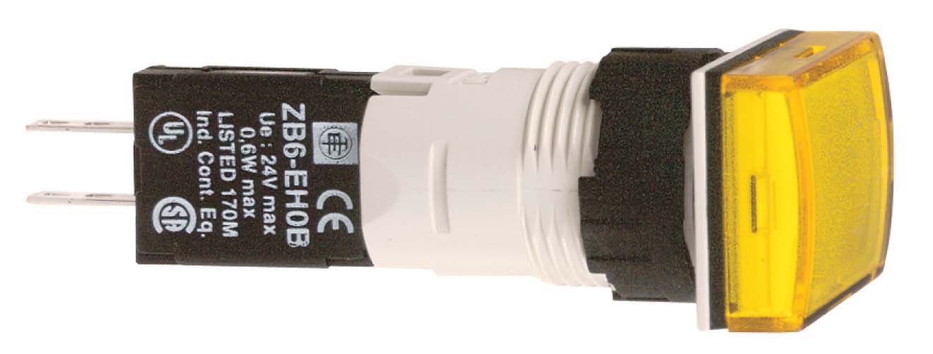 Schneider XB6DV5BB Leuchtmelder, Ø 16, rechteckig, IP 65, gelb, Integral LED, 24 V, Stecker