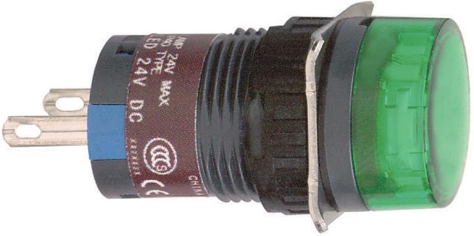 Schneider XB6EAV3BP Leuchtmelder, rund Ø 16, IP 65, grün, Integral LED, 24 V, Stecker