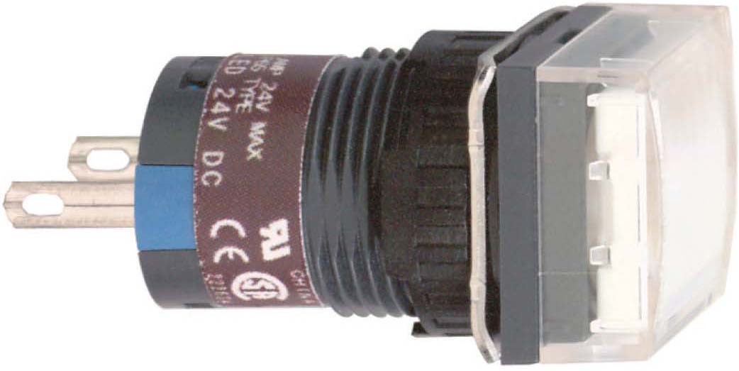 Schneider XB6ECV1BP Leuchtmelder, quadratisch Ø 16, IP 65, weiß, Integral LED, 24 V, Stecker