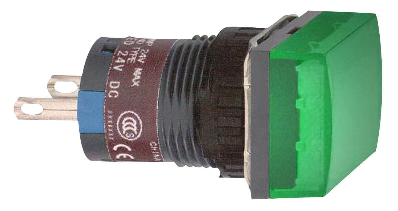 Schneider Electric XB6ECV3BP Leuchtmelder quadratisch Ø 16 IP 65 grün Integral LED 24 V Stecker 5 Stück