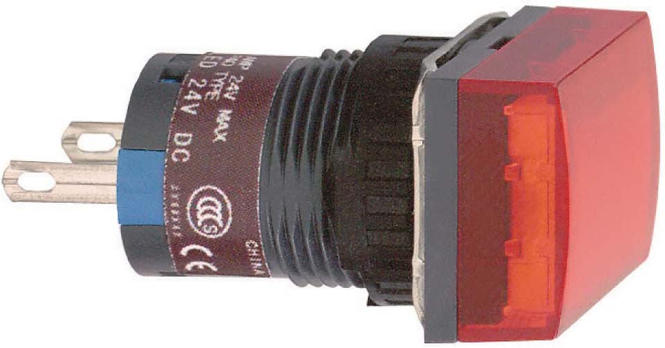 Schneider Electric XB6ECV4BP Leuchtmelder quadratisch Ø 16 IP 65 rot Integral LED 24 V Stecker 5 Stück