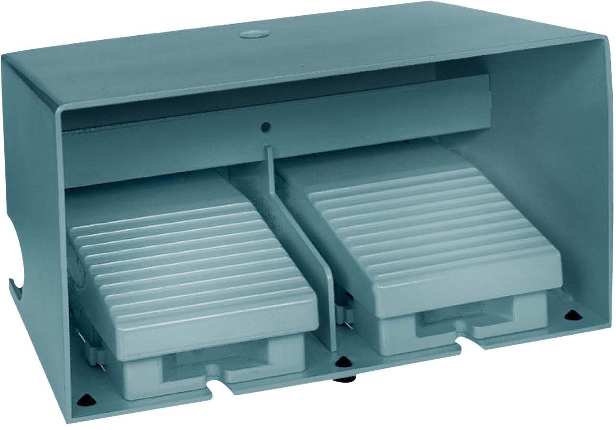 Schneider XPEM3110D Fußschalter, Harmony XPE, doppelt, Metall, blau, 1-stufig, 4Ö+4S, IP66, mit Schutzhaube
